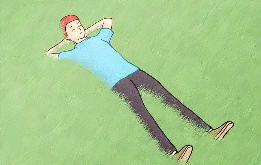 Man lay in nature