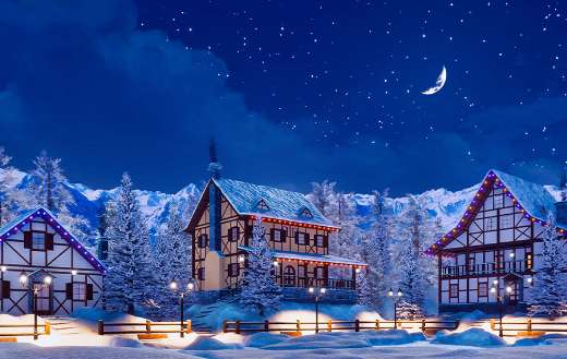 Snowbound alpine mountain