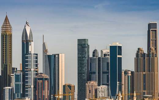 Panorama city skyline Dubai Emirates