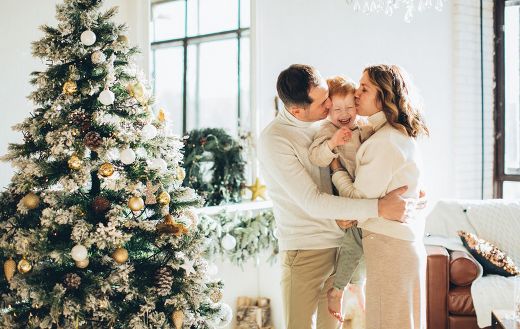 Photo of a happy family at christmas time