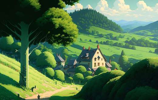 Colorful comic cartoon nature