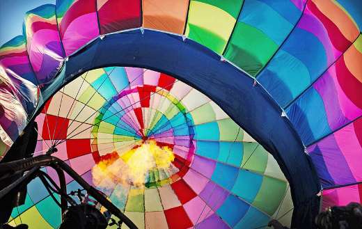 Inflating hot air balloon