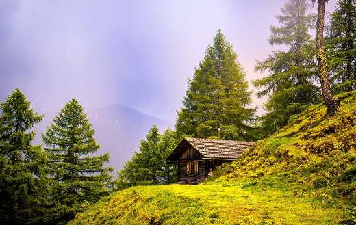 Alpine hut cabin mountain