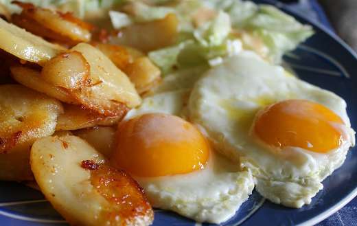 Fried potatoes and eggs