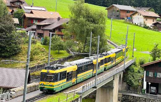 Yellow green train Switzerland