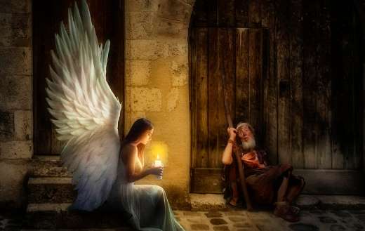 Angel beggars candle light