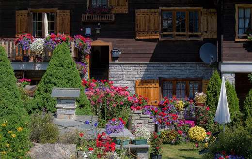 Mountain chalet house beautiful garden