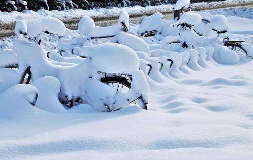 Bicycle parking rack winter snow puzzle