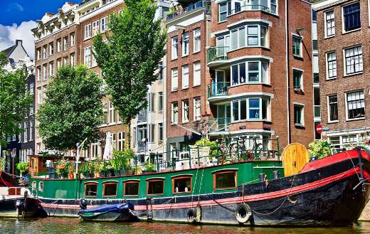 House boat waterway Amsterdam canal