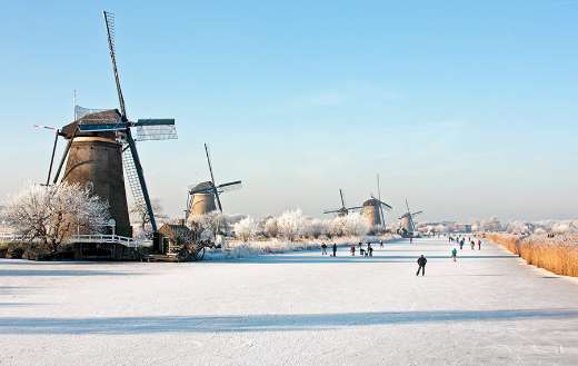 Ancient windmills Kinderdijk Netherlands