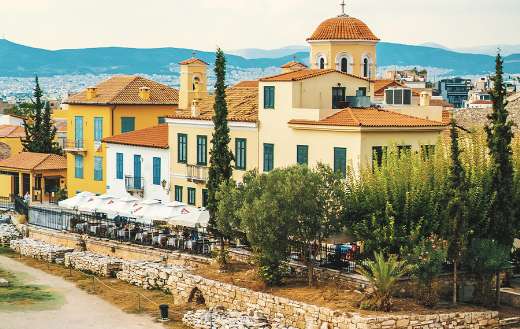 Athens Greece ruins nice concrete white yellow tourists