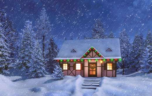 House decorated with christmas lights