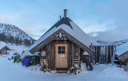 Norway Kirkenes ski shop log cabin