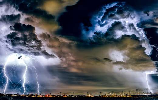 Thunderstorm lightning bolts