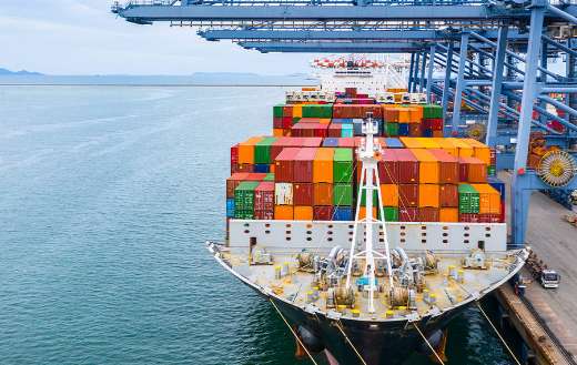 Cargo ship terminal unloading crane industrial port