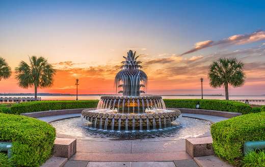 Charleston South Carolina USA waterfront park pineapple fountain