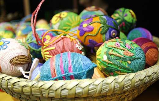 Craft basket and eggs easter