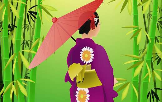 Bamboo grove Japan illustration