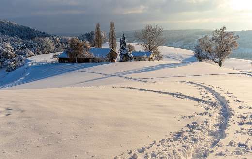 Winter time mountains cabin middle