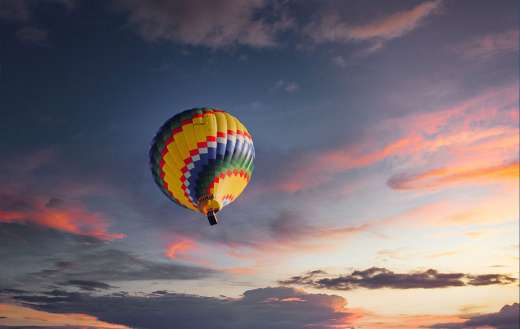 Hot air balloon flying