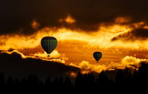 Hot air balloon dark clouds