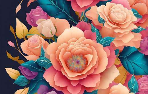 Colorful flowers art puzzle
