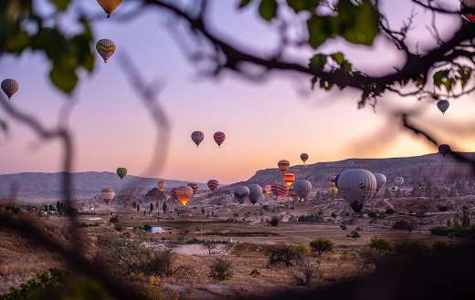 Out door dusk hot air balloons