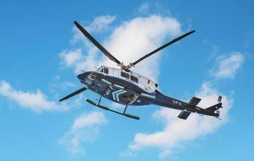 Police helicopter flying sky