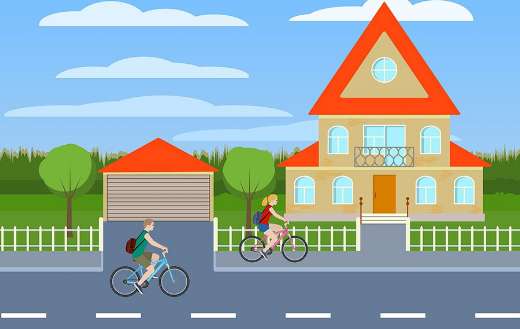 Illustration children on bike