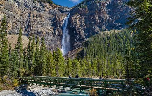 Water fall bridge and mountain