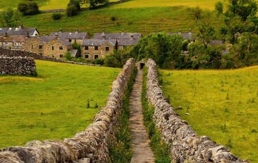 Stones wall path way