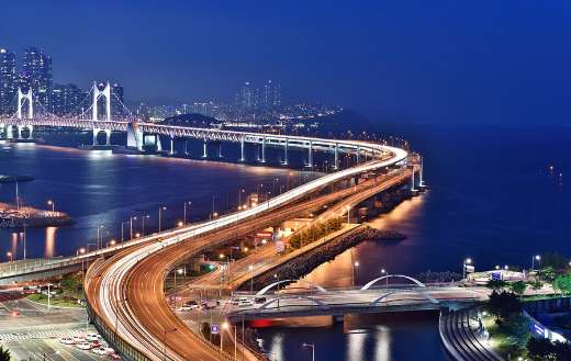 Busan night scene bridge