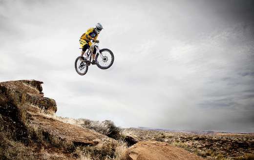 Mountain biking leaping