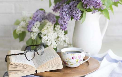 Coffee and book flowers
