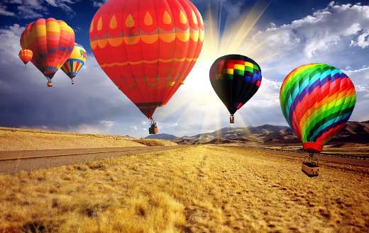 Hot air balloon floating