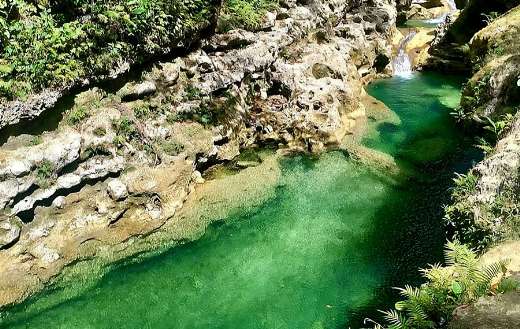 Turquoise colored natural pools