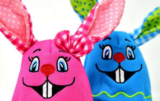 Multicolored easter bunnies