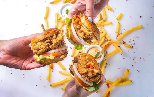 Photos three burgers