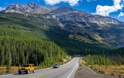 Mountain landscape road cars