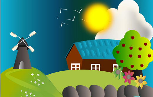 House and water mill jigsaw puzzle.