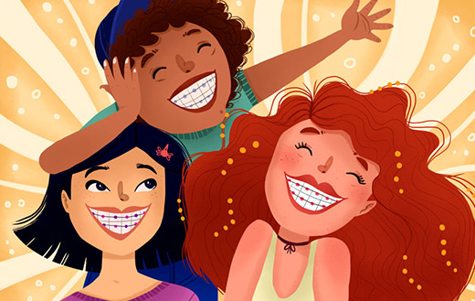 Kids braces cartoon jigsaw.