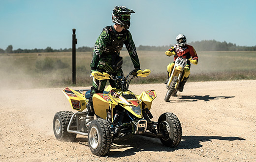 Yellow motorcycle quad