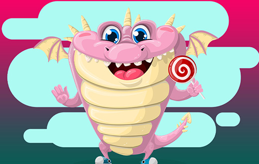 Happy dragon with lolly