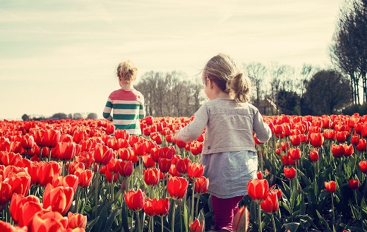 Children in tulips jigsaw