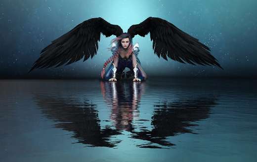Fantasy angel with water reflection