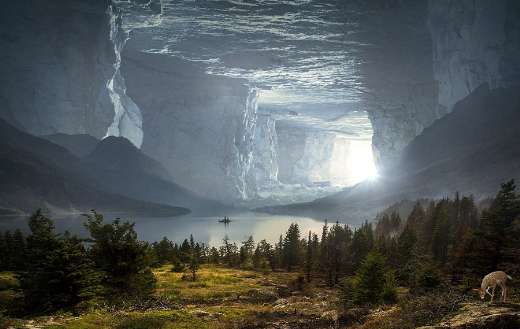 Fantasy mystical rock stone cave portal