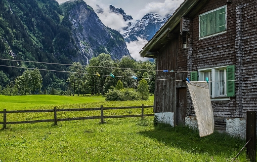 Mountains chalet old woodhouse landscape