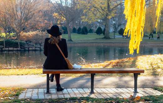 Adult back view beautiful bench puzzle