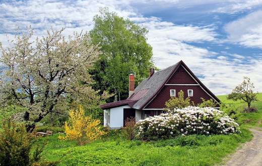 Home house cottage spring landscape