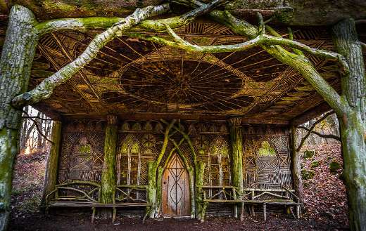 Hut landscape nature mood Germany view